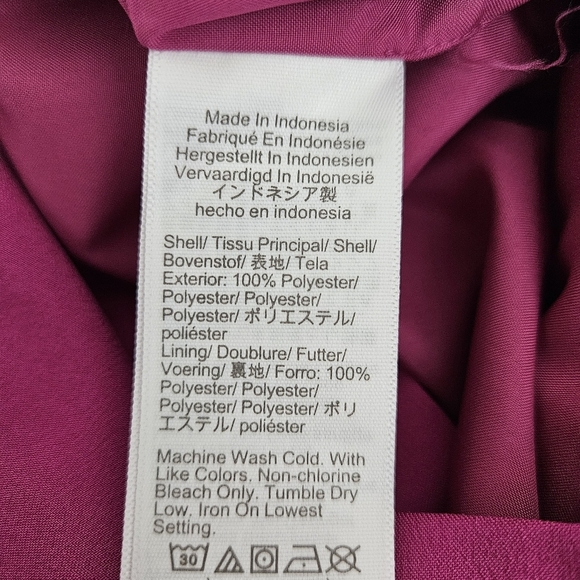 J.CREW Shift Dress Magenta Pink Long Sleeve Ruffle Neck Zip Back 6 - Picture 9 of 10